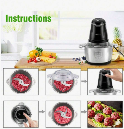 Molino picador eléctrico Acero inoxidable 🔥 2 litros 🔥 Tamaño grande